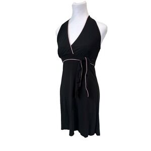 Vtg Halter Dress Y2K Wrap V Neck Grunge Goth Whimsy Witchy Sz Large Stretch Pink